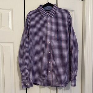 Crown & Ivy Blue and Pink Plaid Button Down Shirt